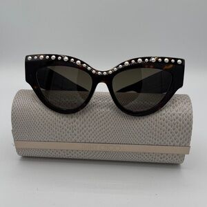 Jimmy Choo Tortoise Shell Sunglasses with Pearl Detail